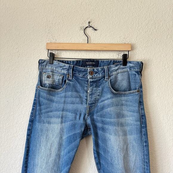 SCOTCH & SODA Ralston Jeans Blue Denim Slim Fit Straight Button Fly - Picture 3 of 15